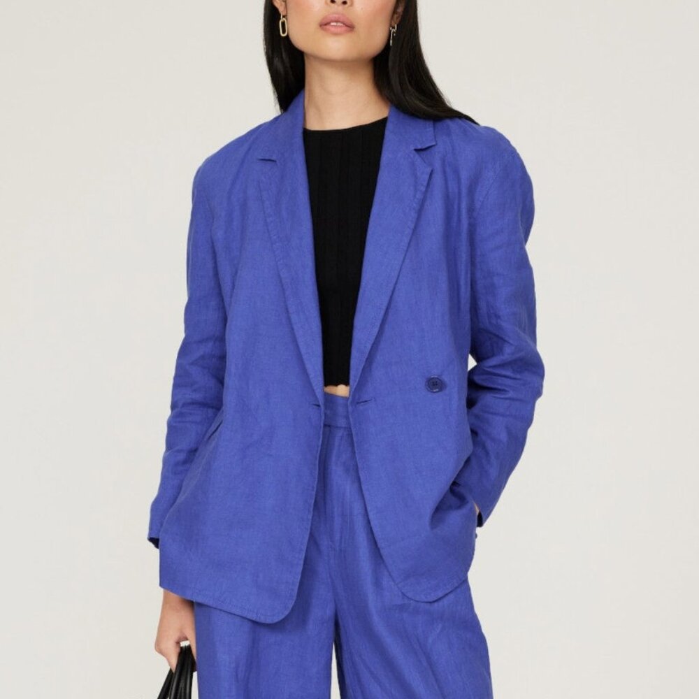NWT! MADEWELL Double-Breasted Crossover Blazer in 100% Linen